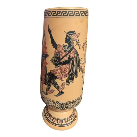 Handmade Greek Ceramic Vase 9" Tall With Ancient Mythology Art Hand-Painted Made - Picture 2 of 6